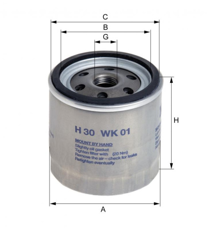 Корпусный топливный фильтр Hengst H30WK01
