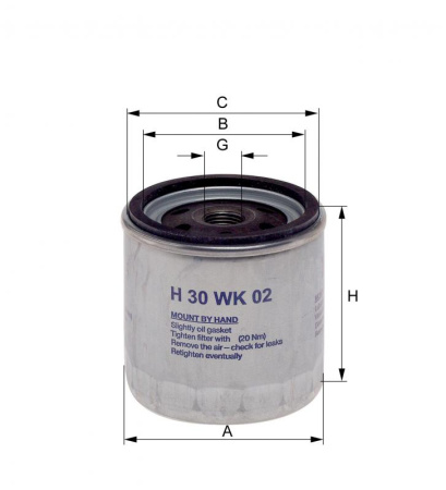 Корпусный топливный фильтр Hengst H30WK02
