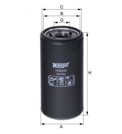 Корпусный масляный фильтр Hengst H302W