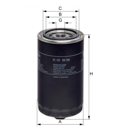 Корпусный масляный фильтр Hengst H19W06